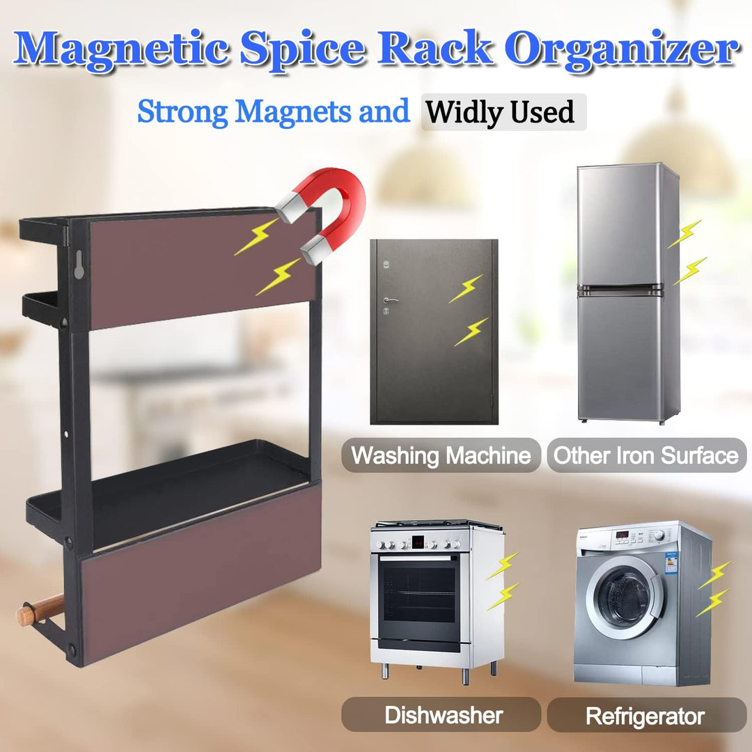 Magnetický regál na koření na lednici s držákem na papírové utěrky – Oryden