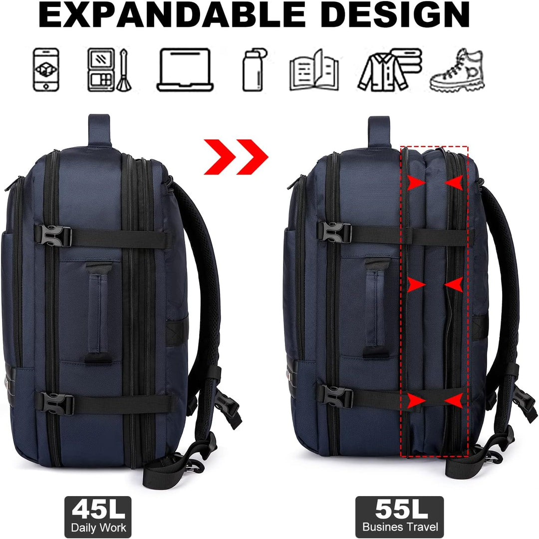 Rozšiřitelný vodotěsný cestovní batoh 45–55 l s přihrádkou na notebook 46,5 cm