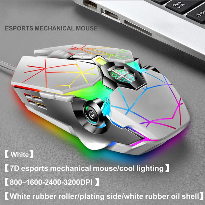 Mechanická herní klávesnice s 87 klávesami, RGB podsvícením a modrými spínači.