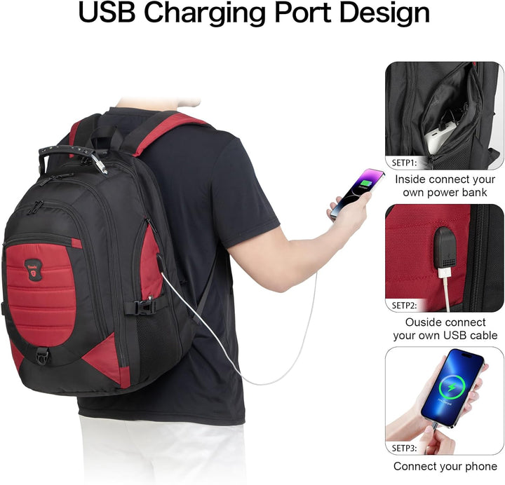 Voděodolný batoh proti krádeži pro notebook a cestování s USB portem – 17,3"