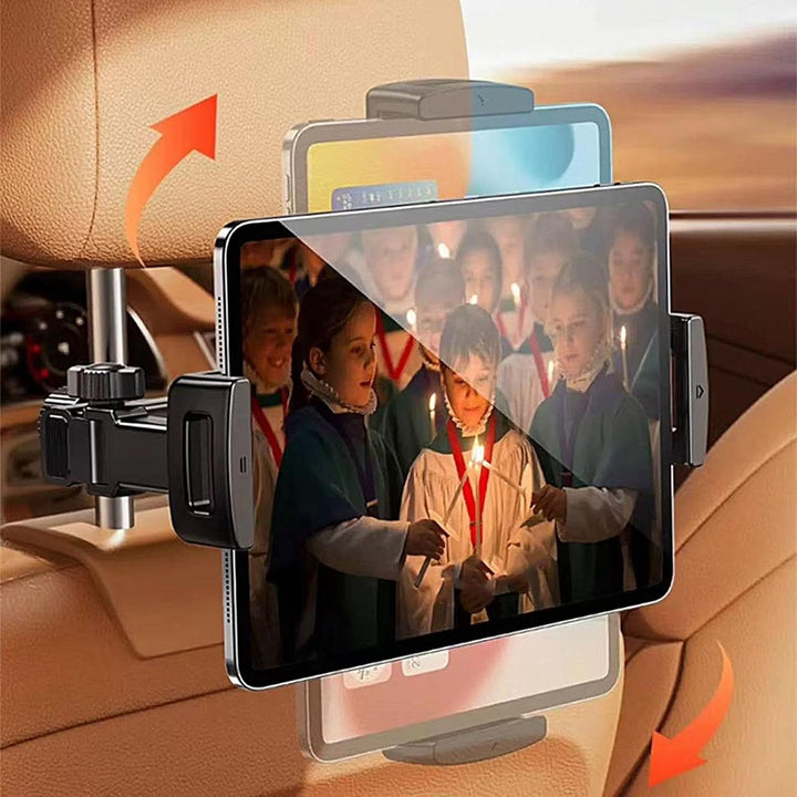 Držák tabletu na opěrku hlavy do auta – nastavitelný 360° držák telefonu a tabletu pro zadní sedadlo – Movira