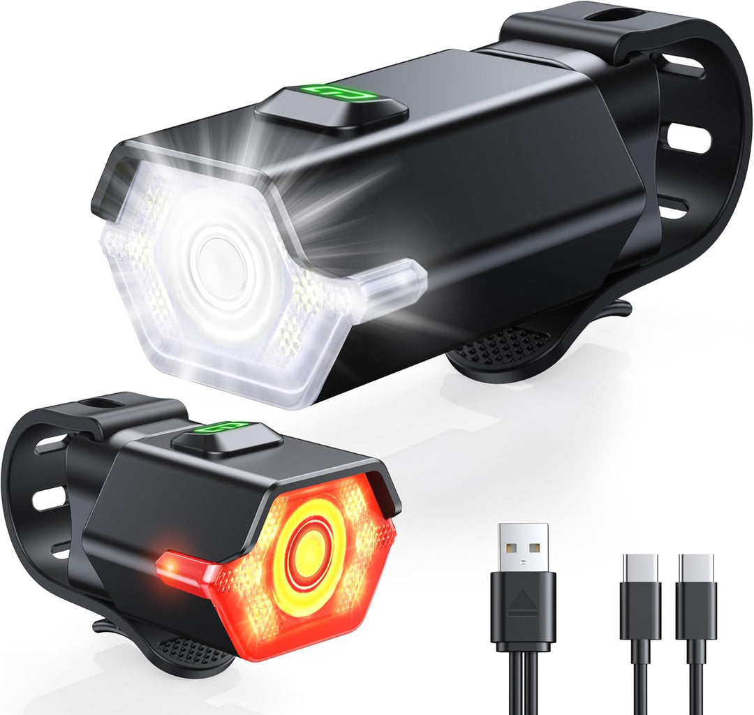 Dobíjecí sada světel pro kolo s 3+6 režimy a bočním osvětlením – RoadBeam