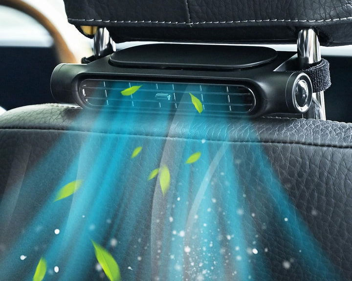 3 rychlosti USB ventilátor do auta & držák na opěrku hlavy – AutoBreeze (1+1 ZDARMA)