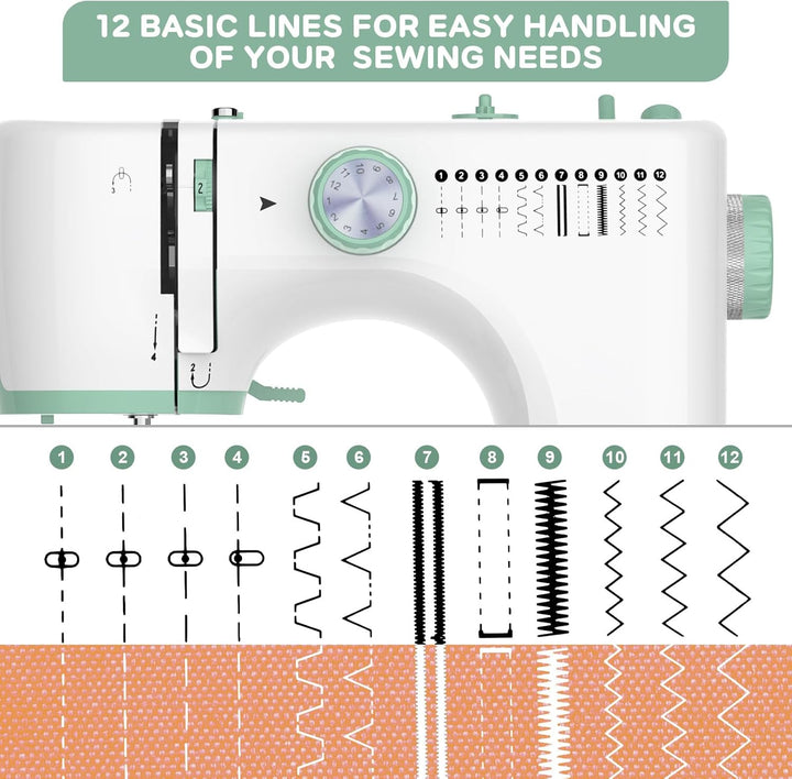 Přenosný šicí stroj se 12 stehy a rozšiřovacím stolem – StitchPro