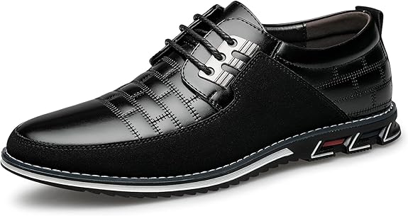 Schwarzer Herren-Ledersneaker, rutschfeste Sohle, elegantes Design, Freizeitschuh.