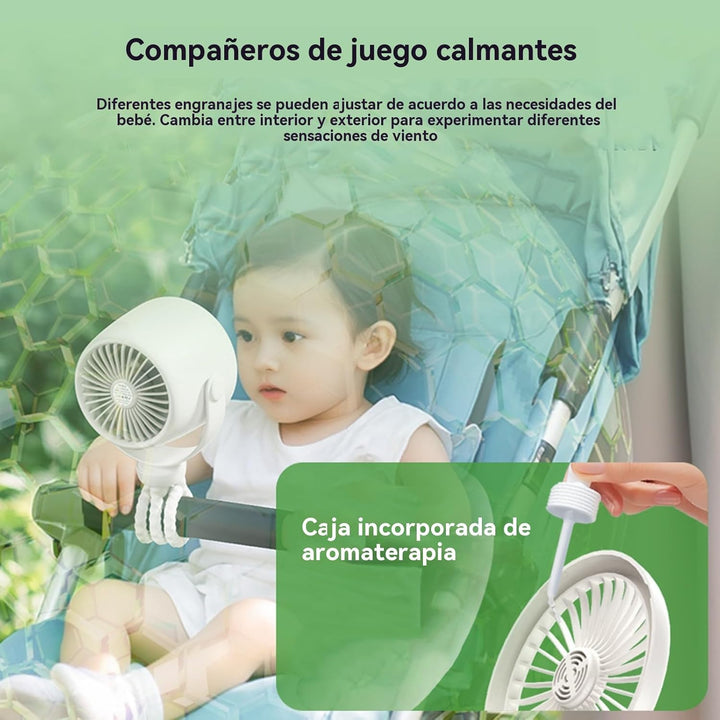 Dobíjecí ventilátor na kočárek s klipem a nočním světlem, 100 rychlostí