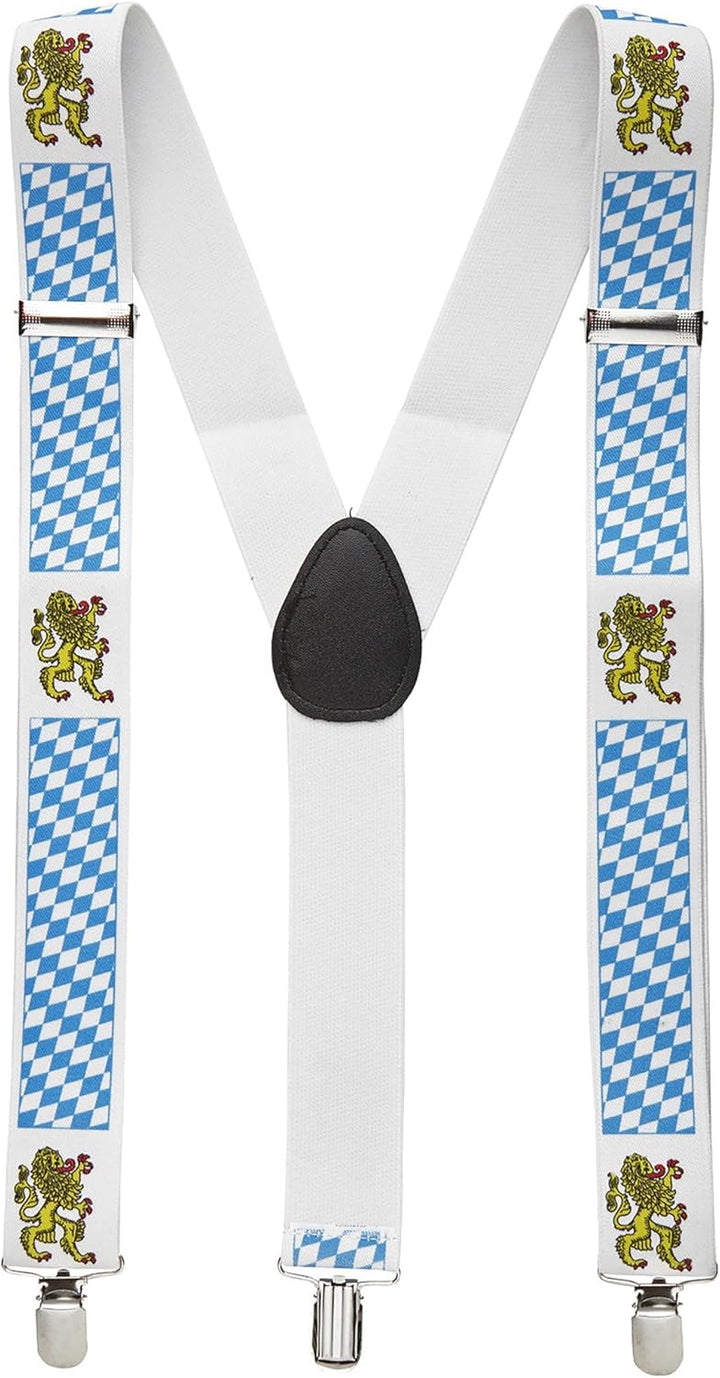 Krásné kšandy s kostkovaným vzorem a motivem lva – BayernPride Oktoberfest 2026
