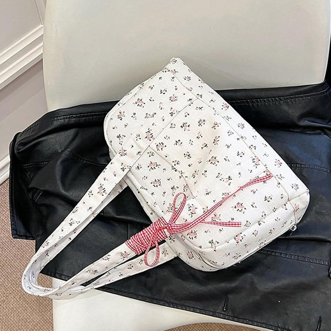 Bow Duffle Bag – Velká plátěná víkendová taška s detailem stuhy – Floria