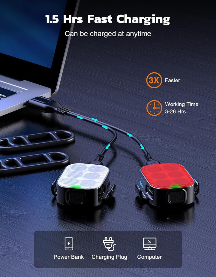 Ultra tenká USB dobíjecí sada cyklistických světel s 4+6 režimy – SlimBeam