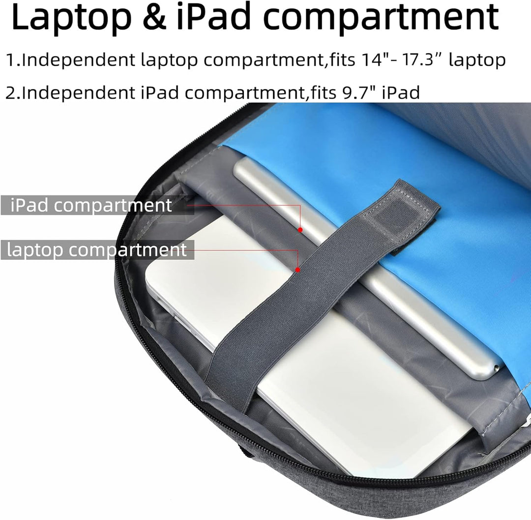 Voděodolný cestovní batoh na notebook s USB portem a organizovaným úložným prostorem