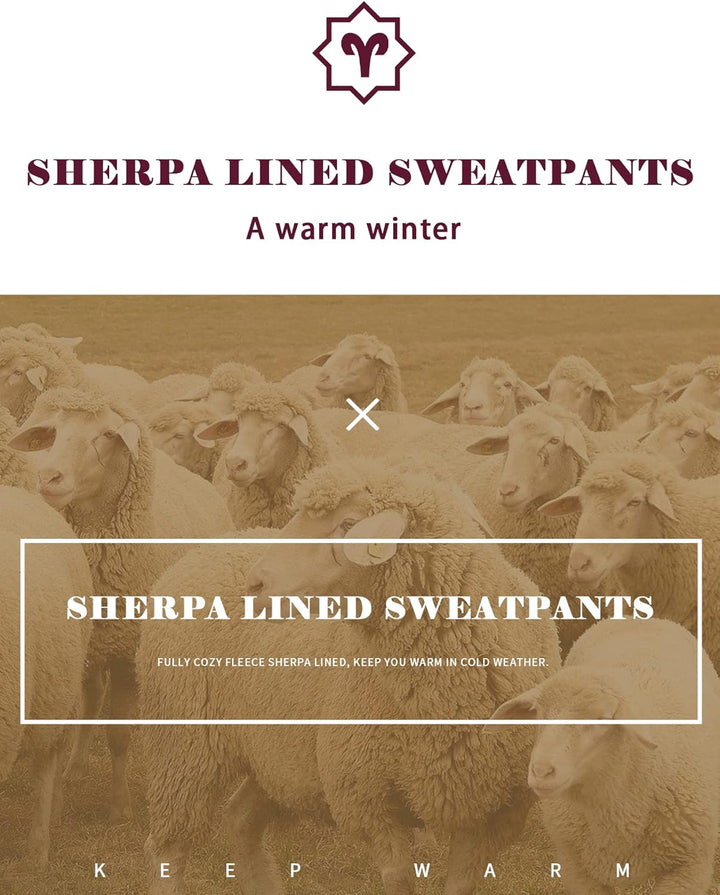 Sherpa gefütterte Jogginghose, warm, bequem, ideal für kaltes Wetter, Winterkleidung.