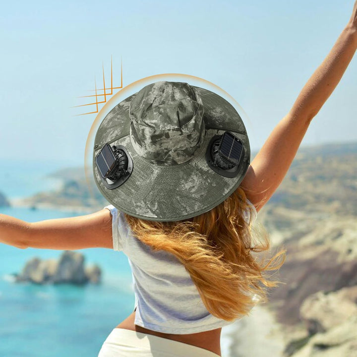 Solární ventilátorový chladicí klobouk s UV ochranou – Solvoro