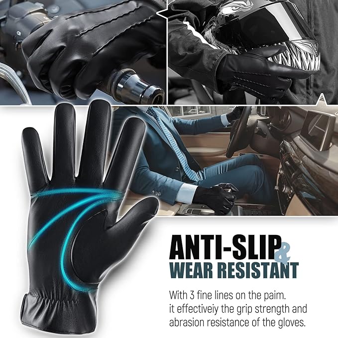 Schwarze rutschfeste Motorradhandschuhe, abriebfest, für sicheres Fahren.
