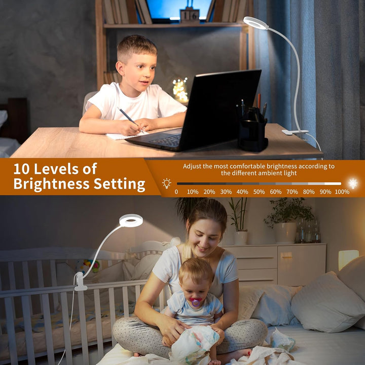 LED stolní lampička s klipem, 3 barevné režimy, s flexibilním husím krkem – Selvara (1+1 ZDARMA)