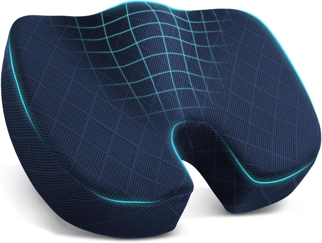 Orthopädisches Sitzkissen, ergonomisch, Memory-Schaum, schwarz, für Bürostuhl, Rückenschmerzen.