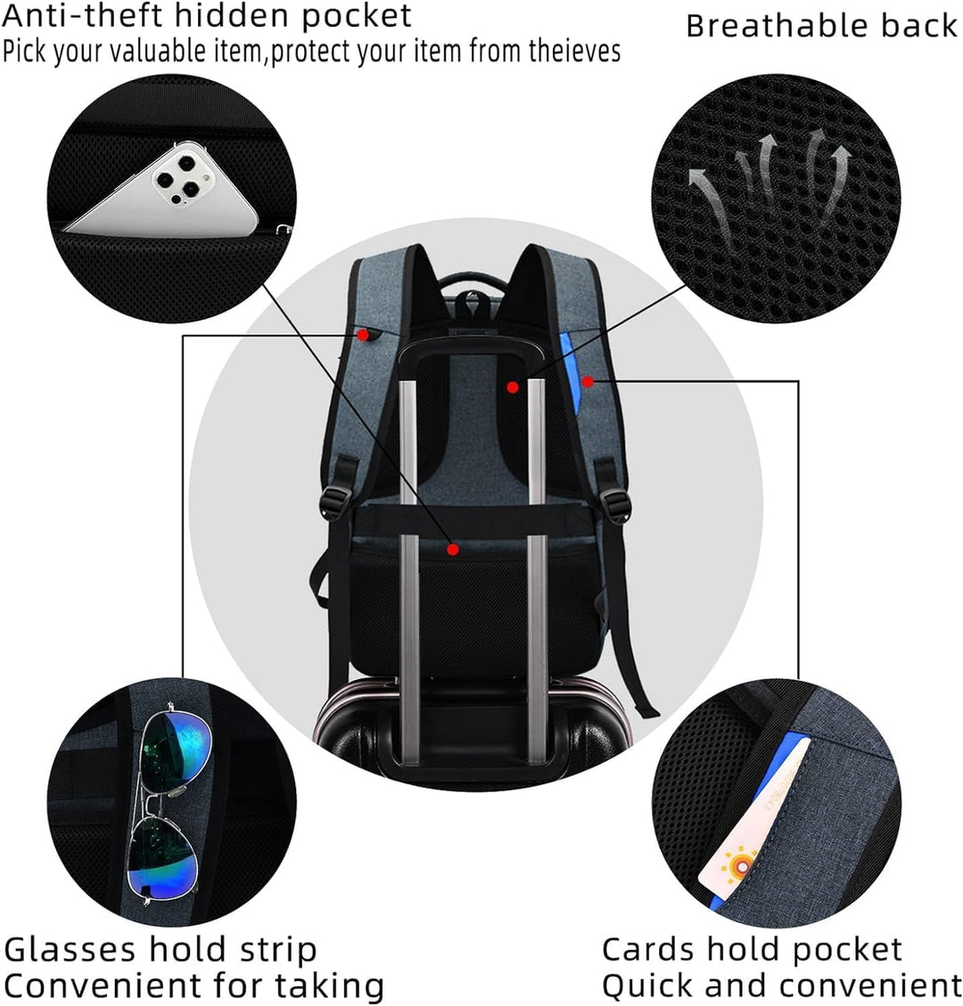 Voděodpudivý cestovní batoh na notebook s USB nabíjecím portem.