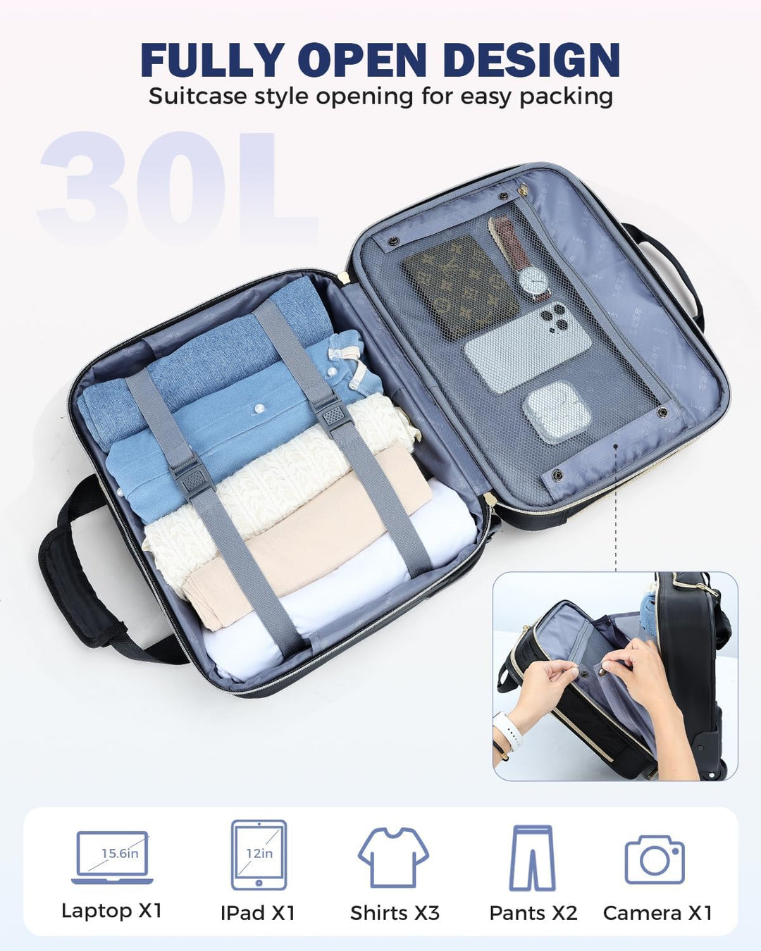 Kufr na kolečkách pro notebook 15,6" s více přihrádkami a rozměry povolenými do kabiny letadla