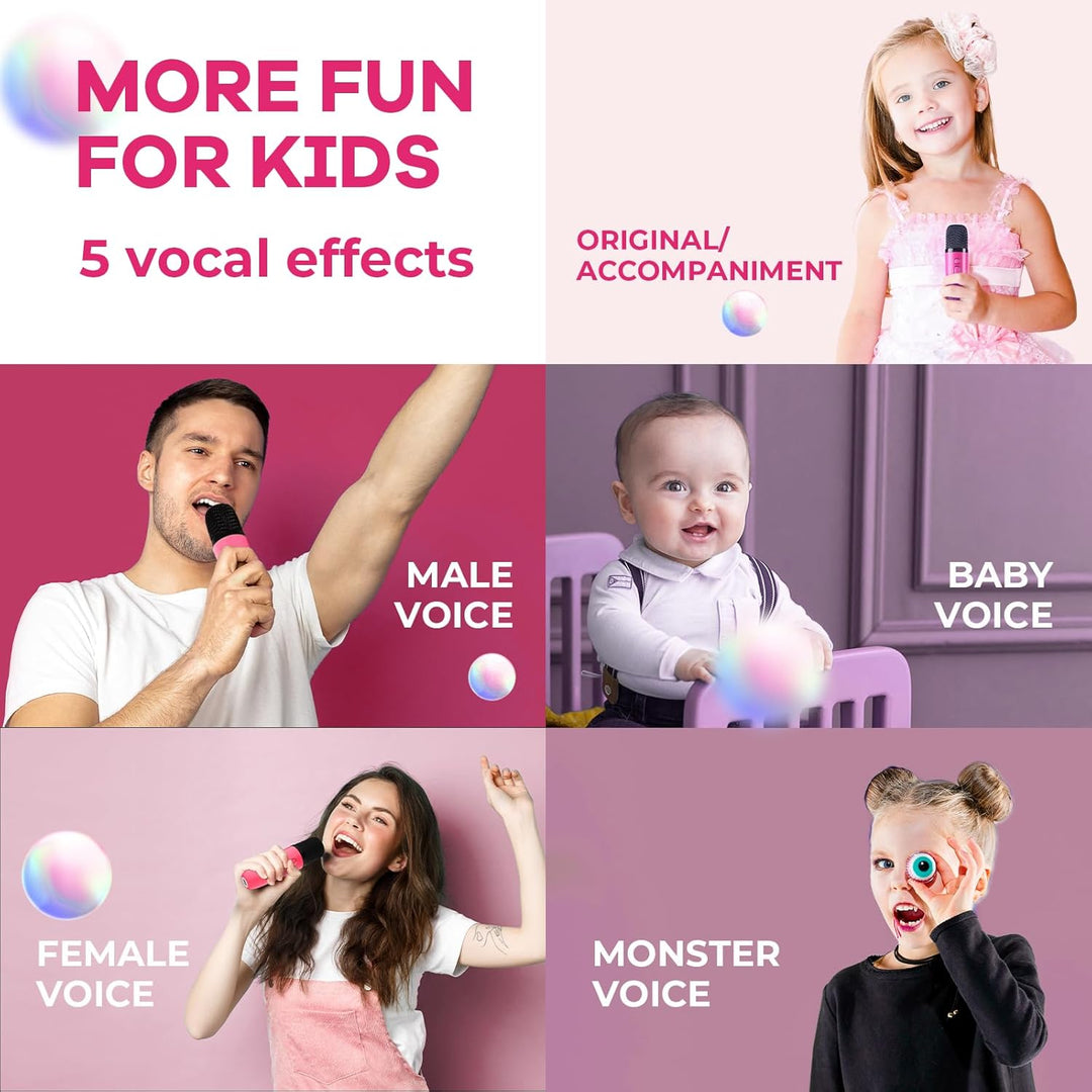 Přenosný mini karaoke přístroj s Bluetooth reproduktorem a 2 bezdrátovými mikrofony – Veylo