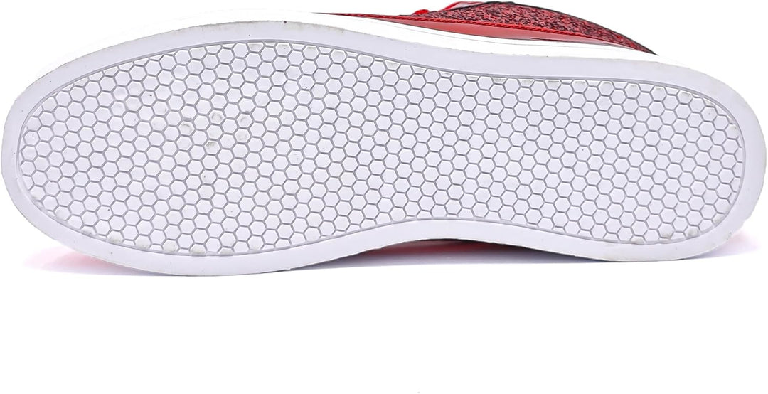 Rote Sneaker-Sohle mit weißem Wabenmuster, rutschfest, modisch, Unisex-Sportschuh.