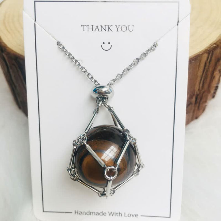 Handgefertigte Halskette mit Tigerauge-Anhänger, silberne Kette, Geschenkidee, Schmuck.