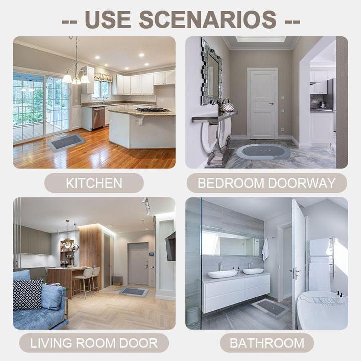 Vielseitige rutschfeste Matte für Küche, Bad, Wohnzimmer und Schlafzimmer, grau, modern.