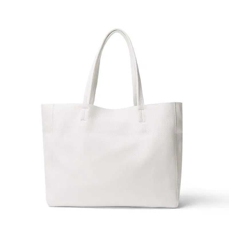 Weiße Ledertasche, Shopper, Damen, elegant, geräumig, modisch, Alltagsgebrauch, Accessoire.