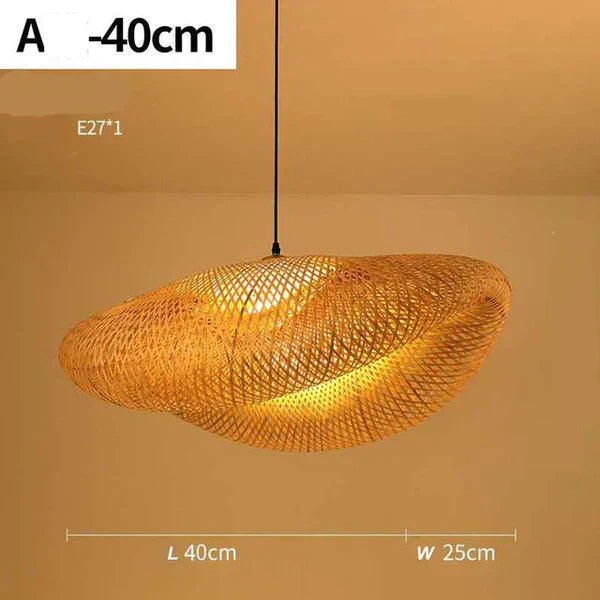 Moderne hängende Rattanlampe, 40 cm, warmes Licht, E27-Fassung, Wohnzimmerbeleuchtung.