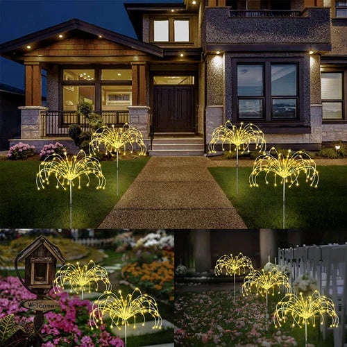 Vodotěsná solární zahradní lampa s ohňostrojem – SparkGlow