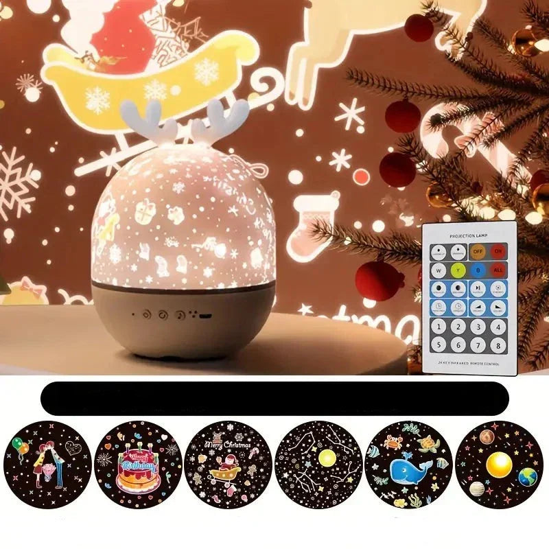 Weihnachtsprojektor Lampe, LED, Fernbedienung, Kinderzimmer, Nachtlicht, Dekor, festlich.