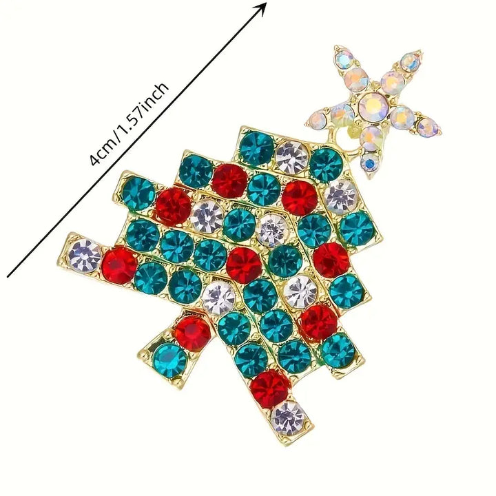 Weihnachtsbaum Brosche, bunt, Strass, 4cm, festlicher Schmuck, Geschenkidee.