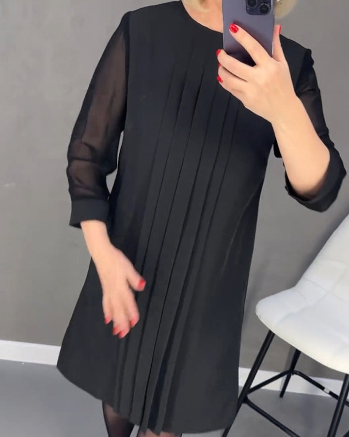 Elegantní podzimní šifónové šaty s detaily z jemné síťoviny – Gabrielle