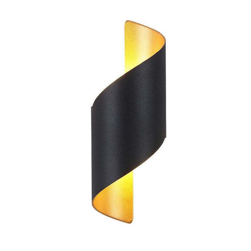 Schwarze LED-Wandleuchte, modernes Design, spiralförmig, Innenbeleuchtung, energiesparend.