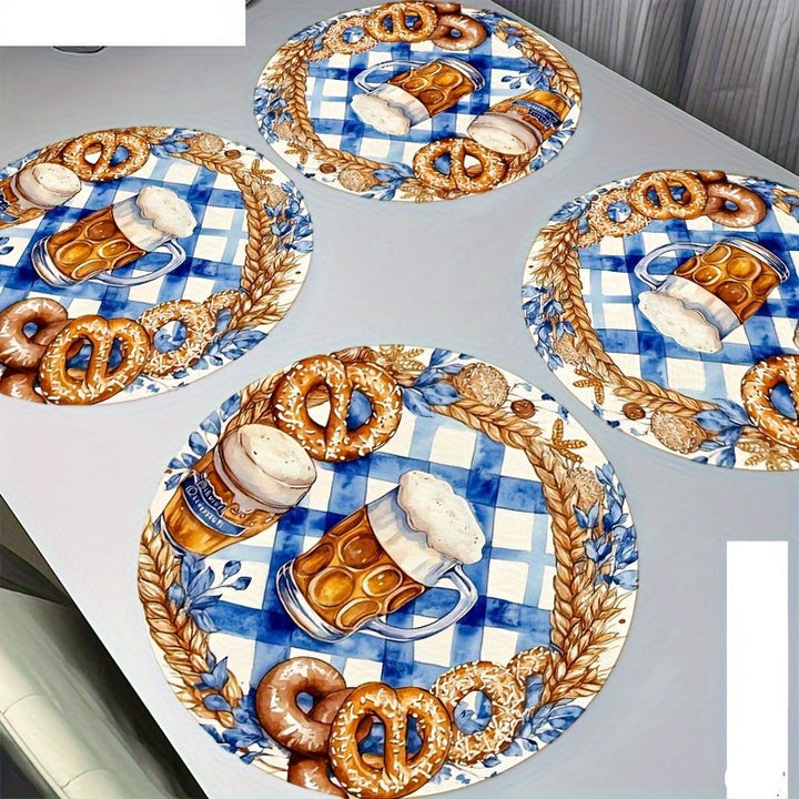 4 kusy kulaté dřevěné podložky s motivem Oktoberfest – BreznPlatzSet Oktoberfest 2026