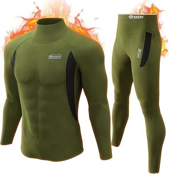 Grünes Neopren-Taucheranzug-Set für Herren, langärmelig, wärmeisolierend.