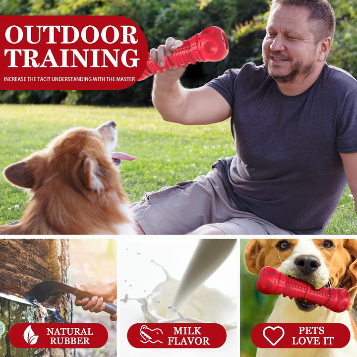 Roter Hundeknochen aus Naturkautschuk, Milchgeschmack, Outdoor-Training, Hundespielzeug.