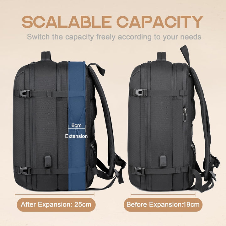 40 l rozšiřitelný vodotěsný cestovní batoh s USB portem a přihrádkou na 17palcový notebook – AirVoyage