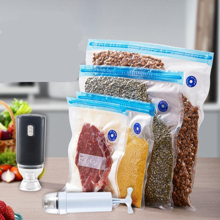 Vakuumbeutel Set mit Pumpe, Lebensmittelaufbewahrung, transparent, verschiedene Größen, Küche.