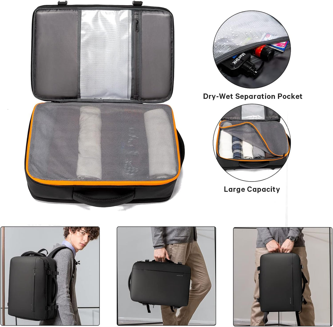 Rozšiřitelný vodotěsný cestovní batoh 26–45 l s přihrádkou na notebook a možností přeměny na duffle tašku.