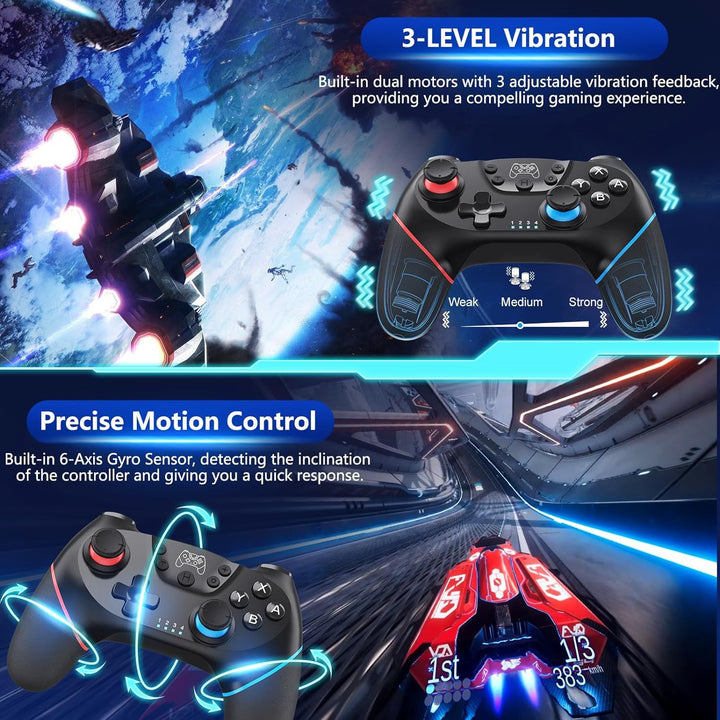 Bezdrátový ovladač pro Switch s joystiky s Hallovým efektem a funkcí Turbo – Nexora