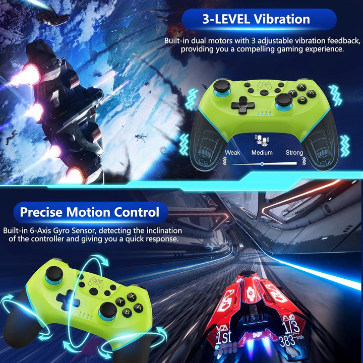 Bezdrátový ovladač pro Switch s joystiky s Hallovým efektem a funkcí Turbo – Nexora