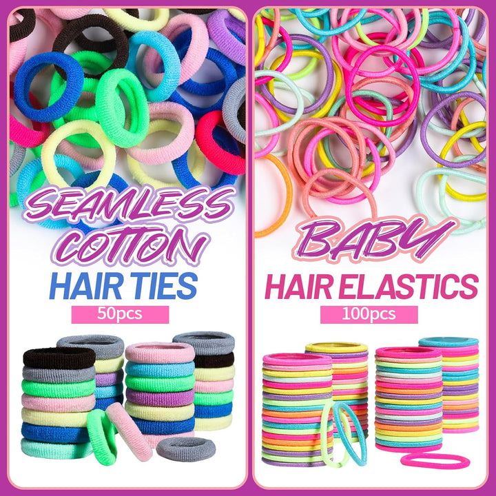 Bunte nahtlose Haargummis aus Baumwolle, 50 Stück, elastische Baby-Haargummis, 100 Stück.