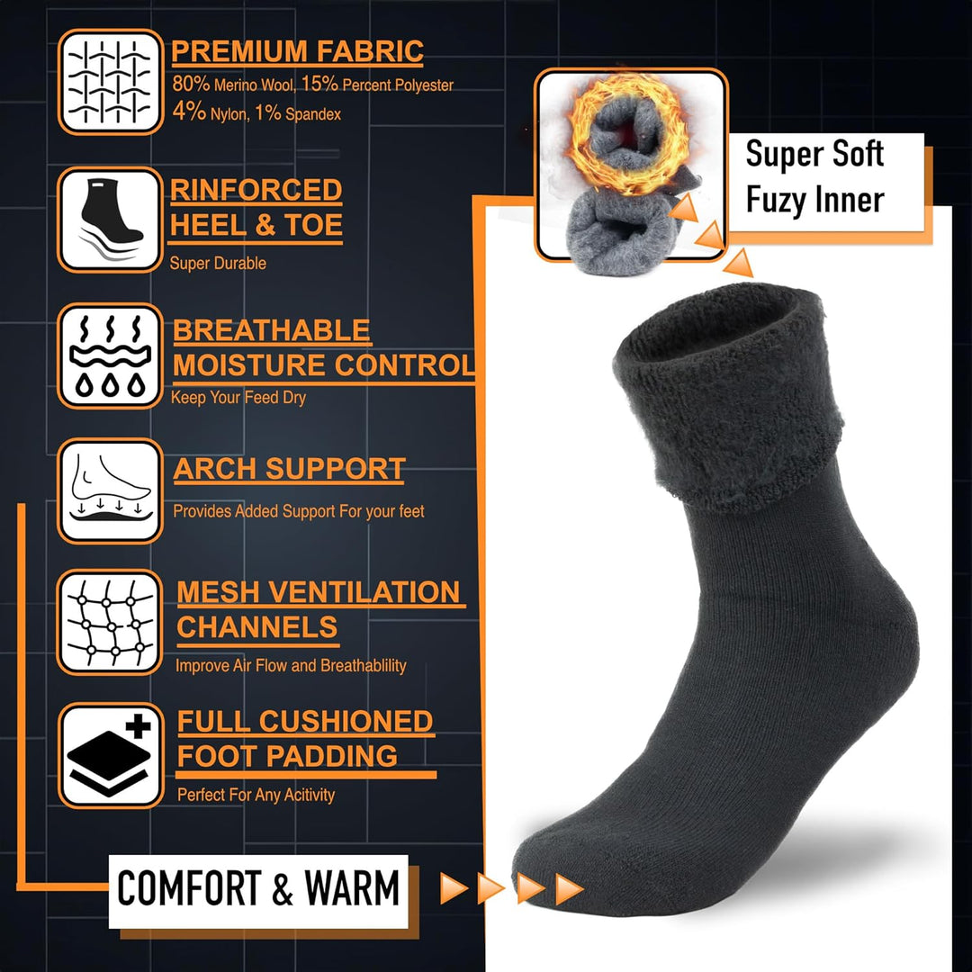 Superweiche, flauschige Socken, Premium-Wolle, verstärkte Ferse, atmungsaktiv, gepolstert.