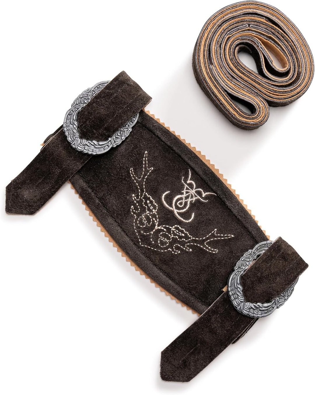 Kožené šle na lederhosen v tmavě hnědé - AlpenKraft Oktoberfest 2025