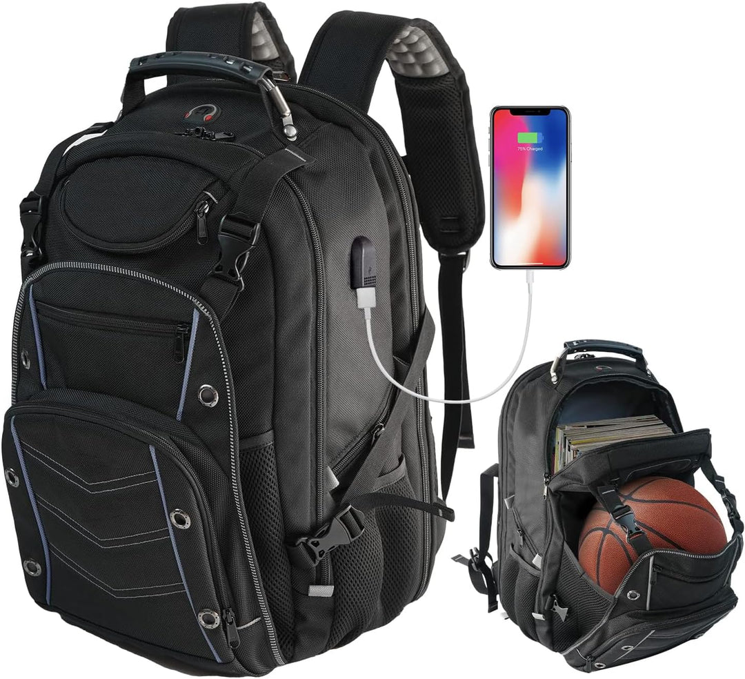 55L extra velký cestovní batoh na notebook s USB nabíjecí funkcí a ochranou proti RFID