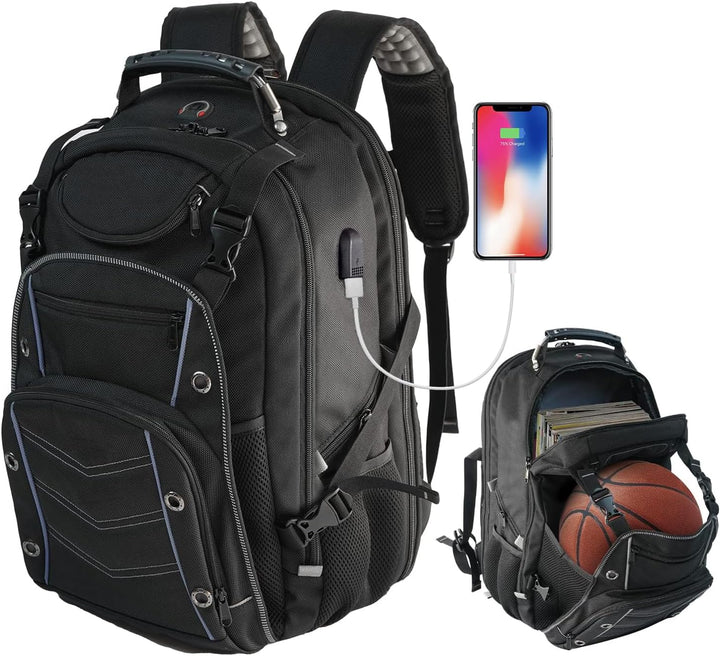 55L extra velký cestovní batoh na notebook s USB nabíjecí funkcí a ochranou proti RFID
