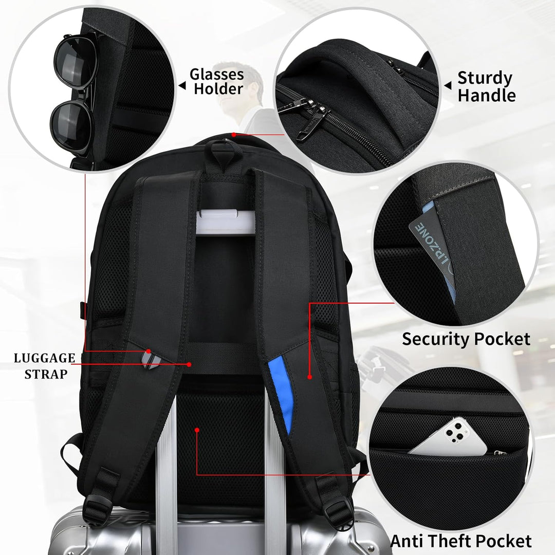 Voděodolný cestovní batoh na notebook s USB portem a organizovaným úložným prostorem