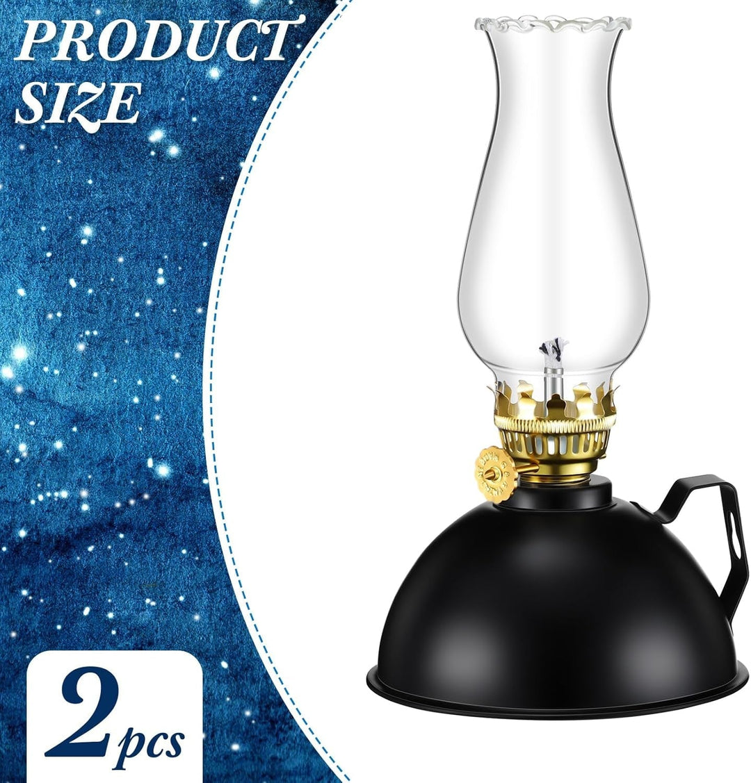 Sada 2 skleněných a kovových olejových lamp ve vintage stylu – Ardin