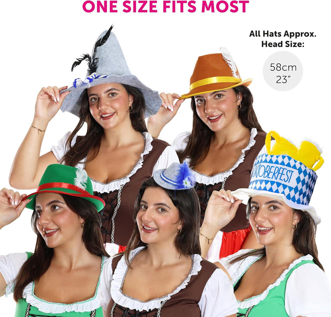 Trachtové klobouky v balení po 5 kusech, barevné – GaudiMix Oktoberfest 2025