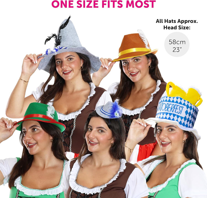 Trachtové klobouky v balení po 5 kusech, barevné – GaudiMix Oktoberfest 2025