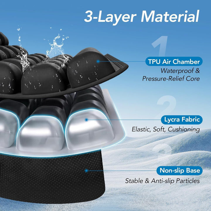 Nafukovací cestovní polštář s ergonomickým odlehčením tlaku – AirComfort